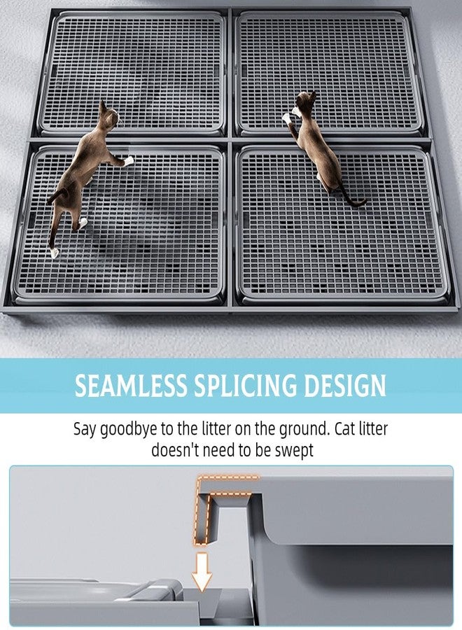 Qpets® Cat Litter Tray,Layer Detachable Cats Litter Box,Mesh Grid Cat Catching Tray for Bin Waste Collection (42cmx28.5cm) - Image 3